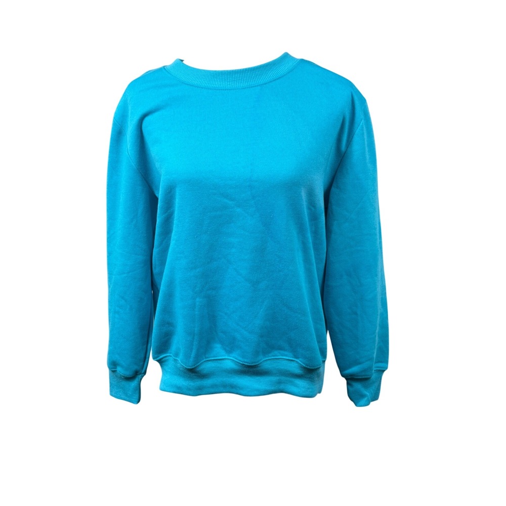 Bobbie Brooks Ladies Size L Turquoise Blue Crewneck Sweatshirt Pullover *READ*